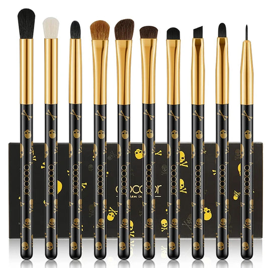 Goth Makeup Brush Set 12Pcs Professional Face Powder Eyeshadow Blush Foundation Blending Cosmetic Professional Brushes