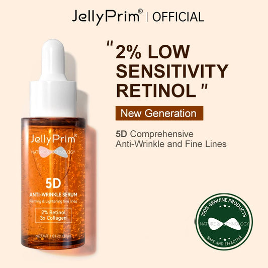 5D Retinol Serum for Face Retinol anti Wrinkle Serum Facial Collagen Retinol Face Serum 2% Firming Lifting Anti-Aging