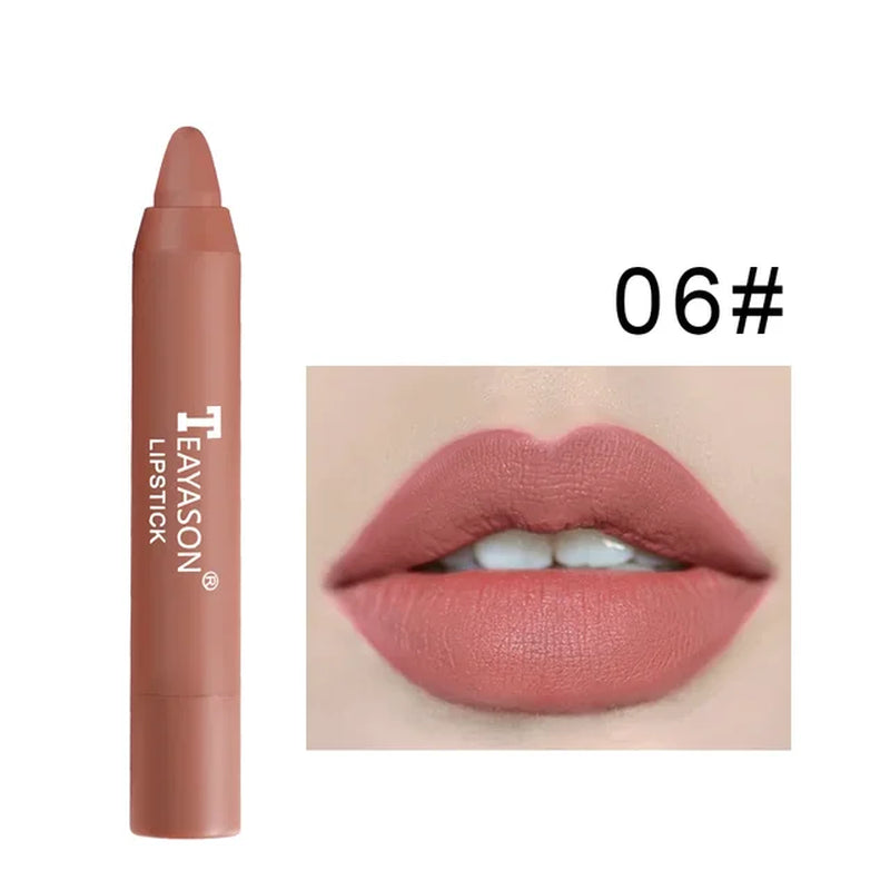 12 Colors Matte Crayon Lipsticks Pencil Waterproof Lasting Nude Lipstick Easy to Wear Red Batom Lipstick Maquiagem Lips Makeup