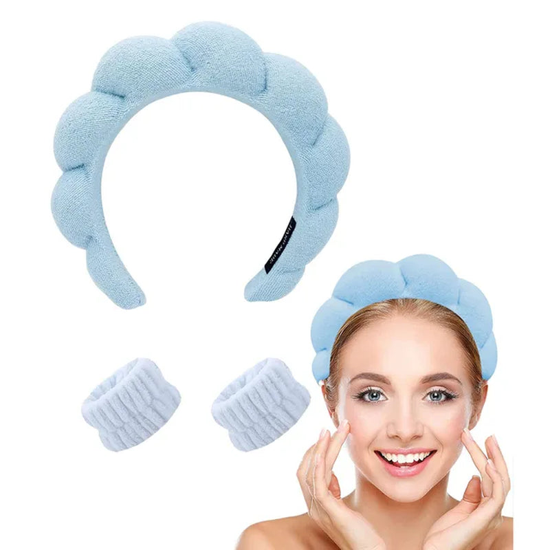Spa Headband & Wristband for Face Wash 1 Set of Skincare Headband for Face Wash, Facial Mask and Skincare