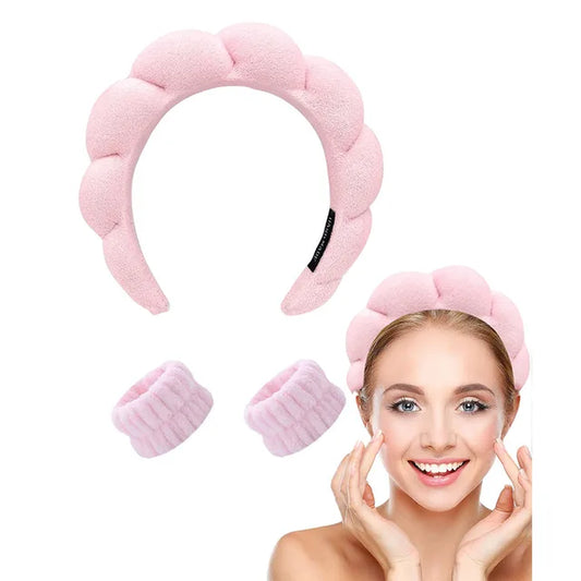 Spa Headband & Wristband for Face Wash 1 Set of Skincare Headband for Face Wash, Facial Mask and Skincare