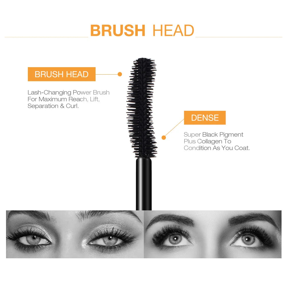 O.TWO.O 3D Fiber Lashes Thick Lengthening Mascara Long Black Lash Eyelash Extension Eye Lashes Brush Makeup Pro Eye-Cosmetics - Fesco