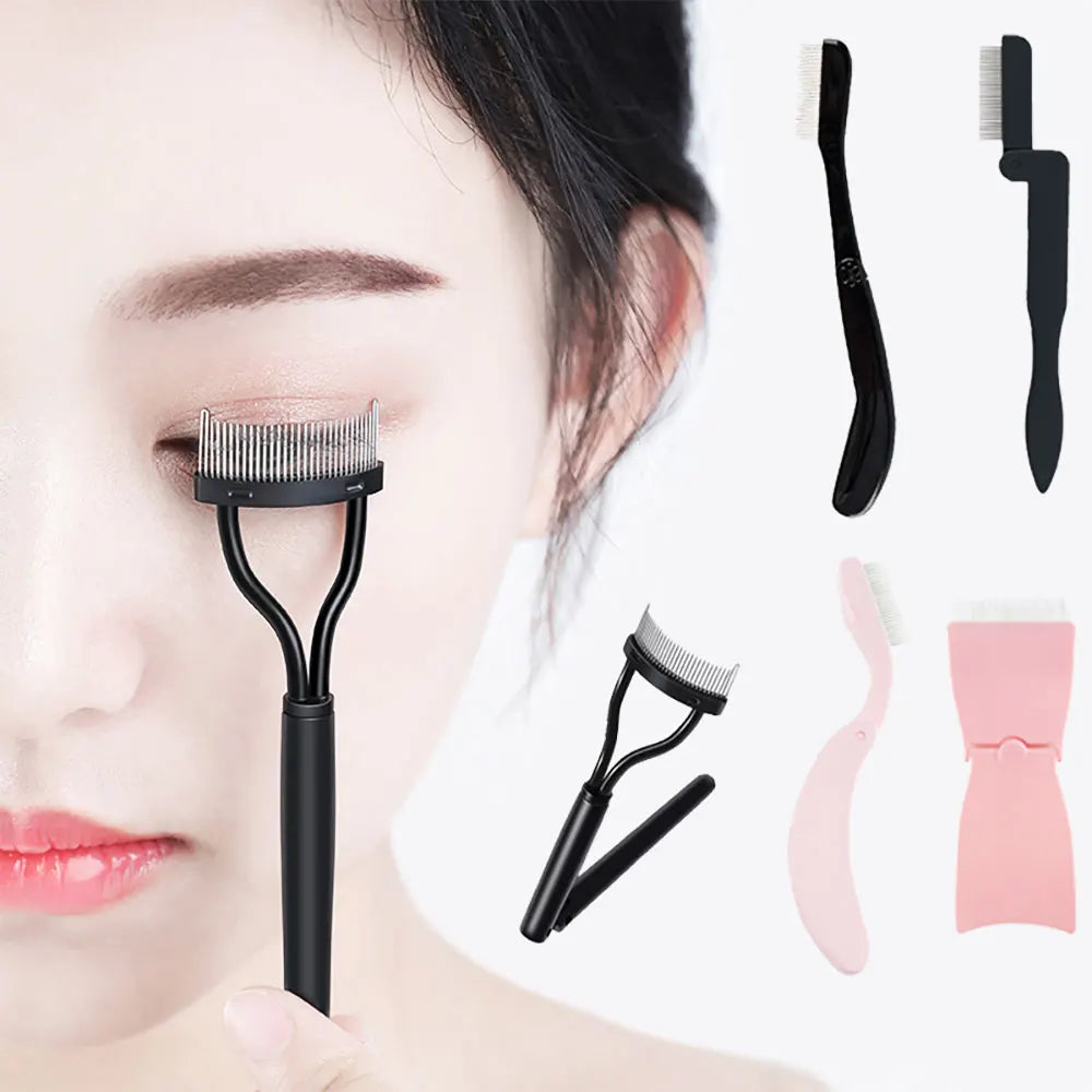 1 Pcs  Foldable Eyelash Brush Comb Beauty Makeup Lash Separator Stainless Steel Eyelash Curler Mascara Curl Cosmetic Tool - Fesco
