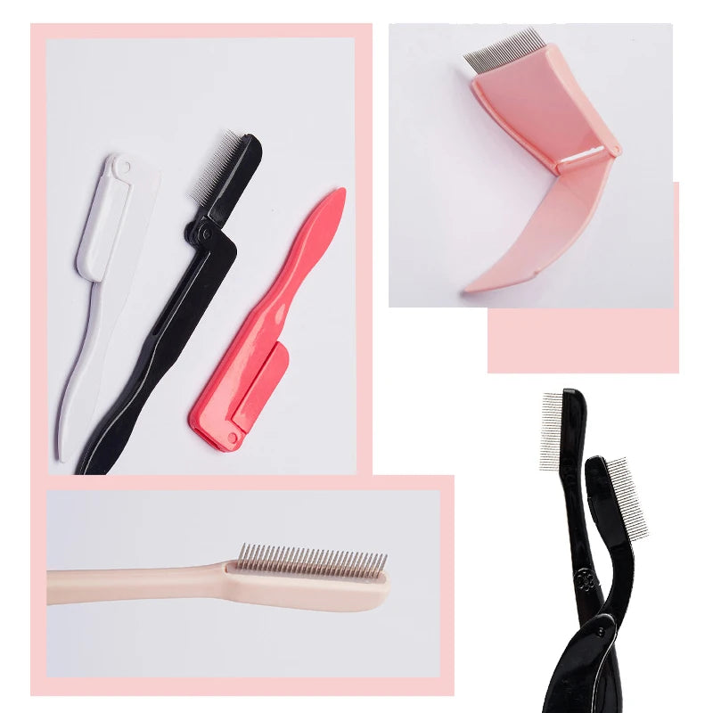 1 Pcs  Foldable Eyelash Brush Comb Beauty Makeup Lash Separator Stainless Steel Eyelash Curler Mascara Curl Cosmetic Tool - Fesco