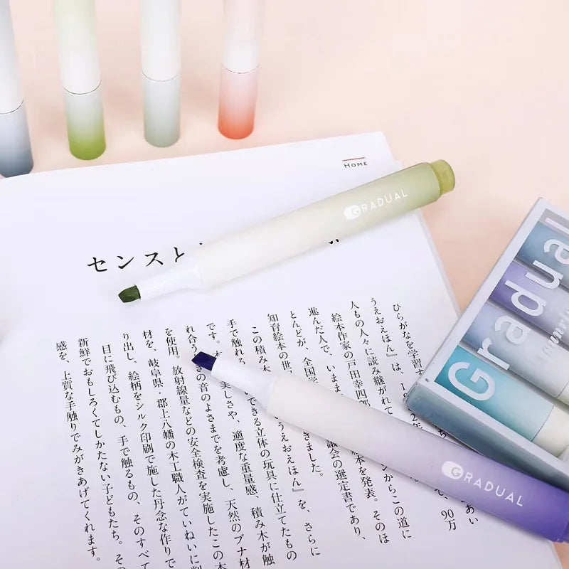 4PCS Cute Highlighters Markers Pastel Highlighter Pen Set Stationary High Capacity School Supplies Aesthetic Stationery Supplies - Fesco